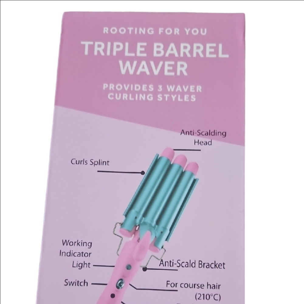 Bliss Triple Barrel Waver in Pink and Teal - Picture 5 of 10